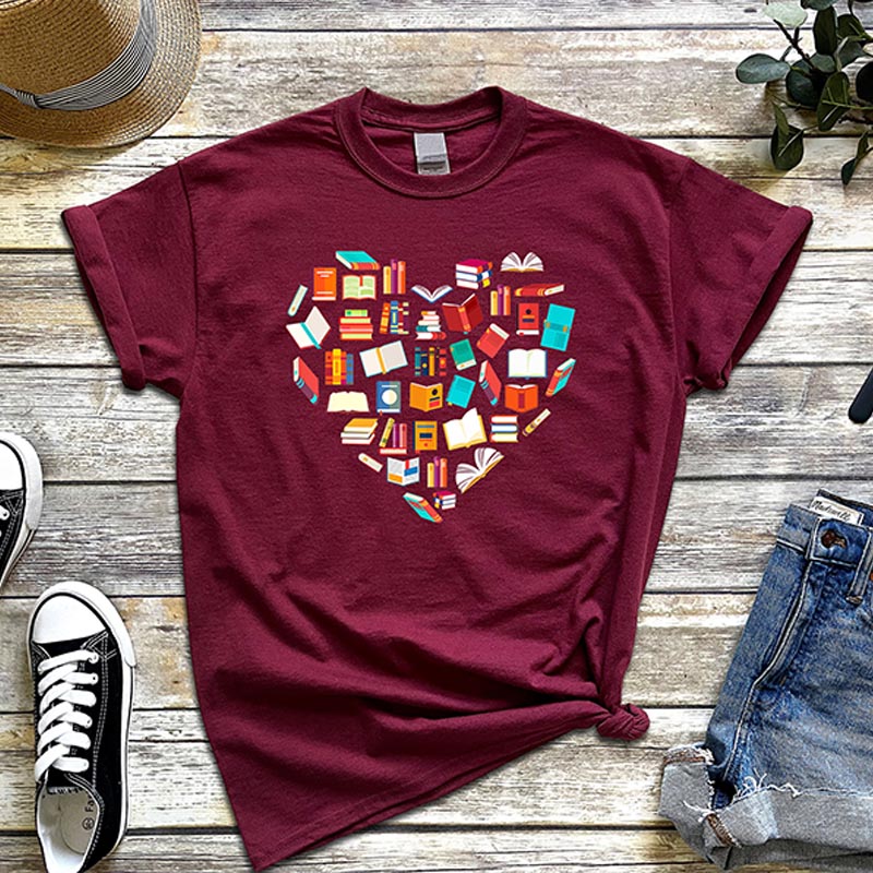 Book Heart Lover Librarian Reader T-Shirt