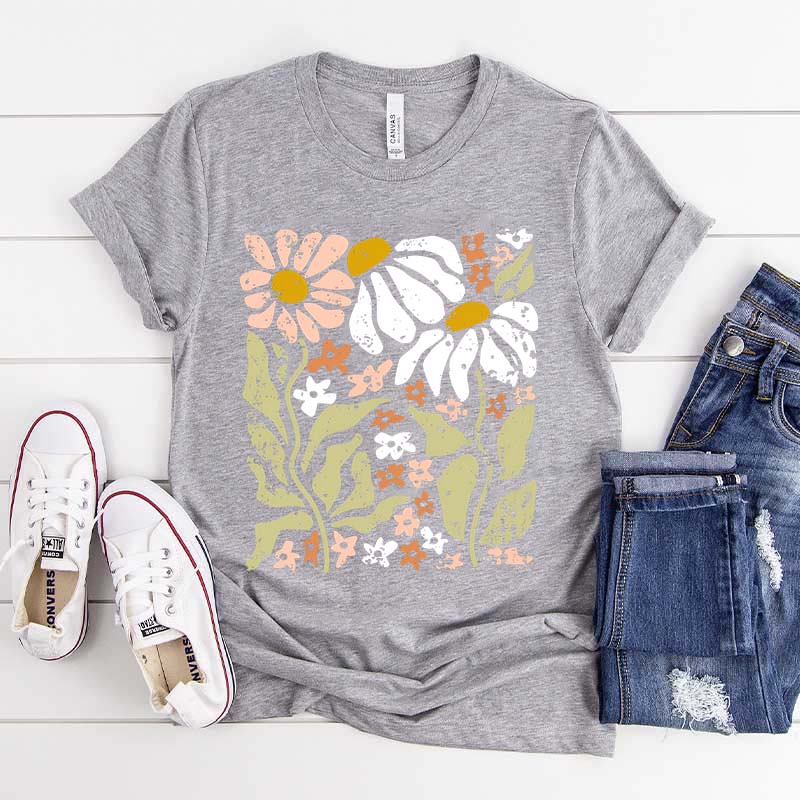 Boho Wildflowers Floral Nature Simple T-Shirt
