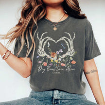 Dry Bones Come Alive Skeleton Flowers T-Shirt