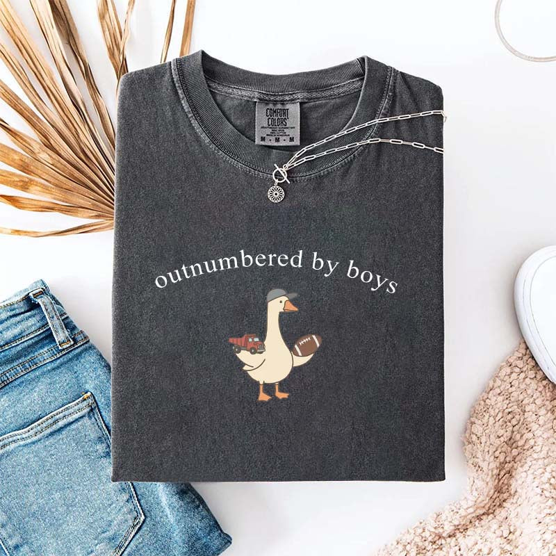 Outnumbered by Sons Mom Goose T-Shirt