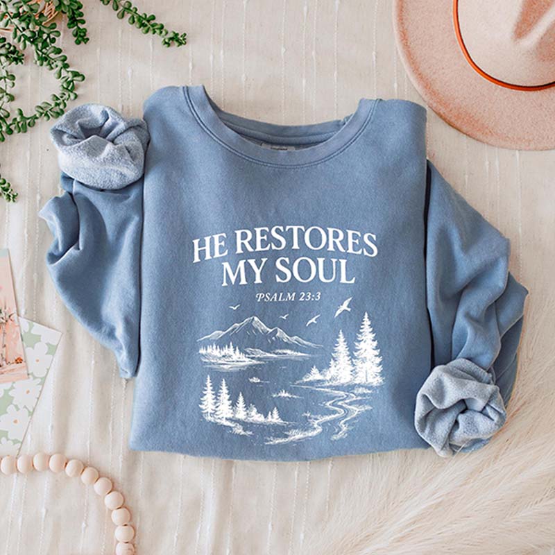 He Restores My Soul Psalm Midweight Vintage Sweatshirt