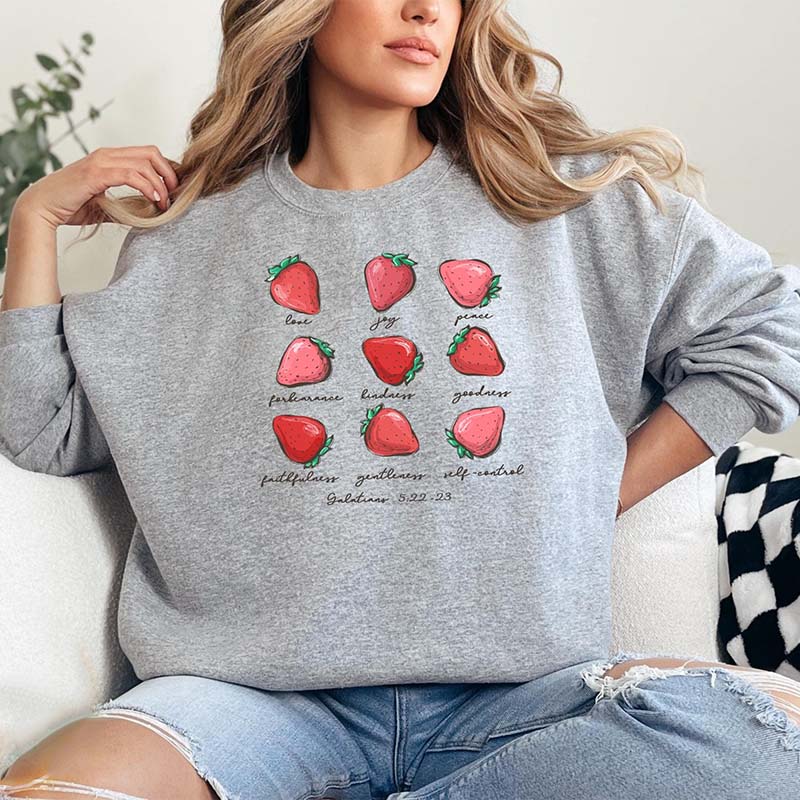 The Fruits of The Spirit Strawberry Bible Verse Sweatshirt