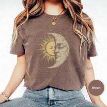 Hippie Mystical Sun And Moon Face T-Shirt
