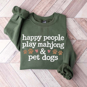 Happy People Play Mahjong & Pet Dogs Cute Sweatshirt
