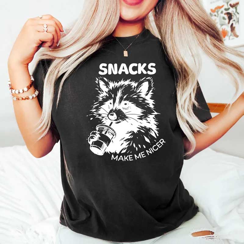 Raccoon Snacks Make Me Nicer T-Shirt