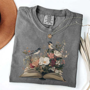 Minimalist Bookish Book Flowers T-Shirt