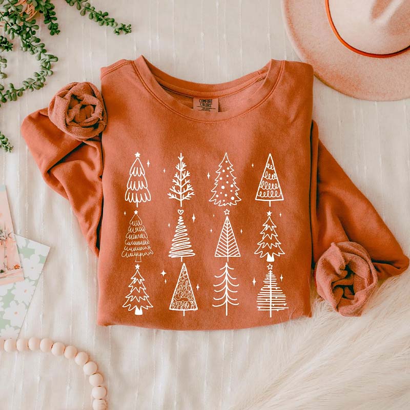 Comfort Color Christmas Trees Holiday Sweatshirt