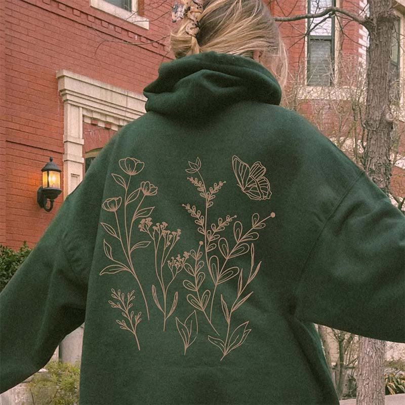Boho Butterfly Wildflower Cottagecore Hoodie
