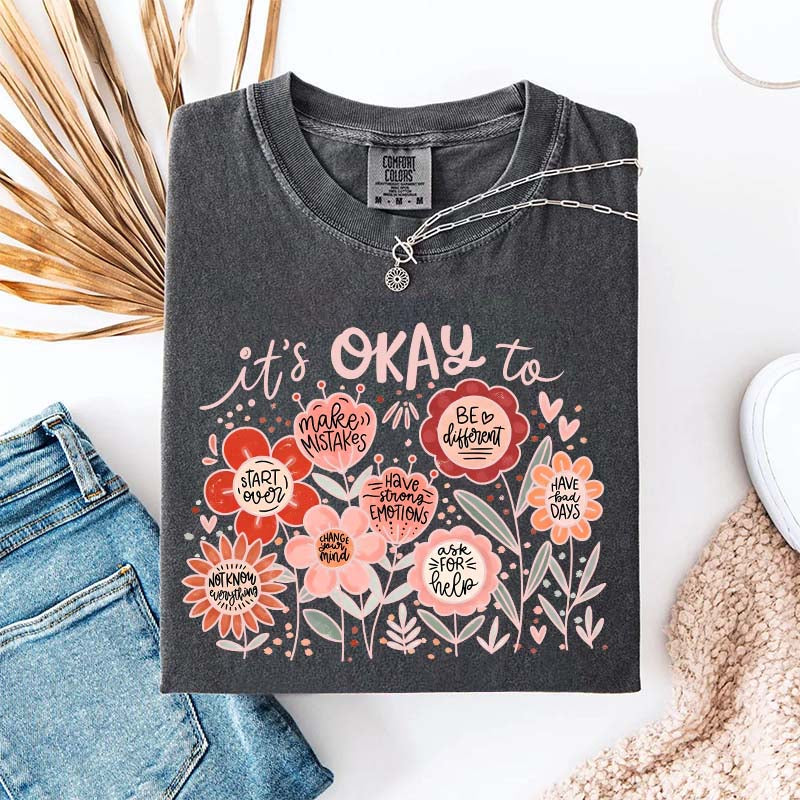 It's Okay Floral Mental Health T-Shirt