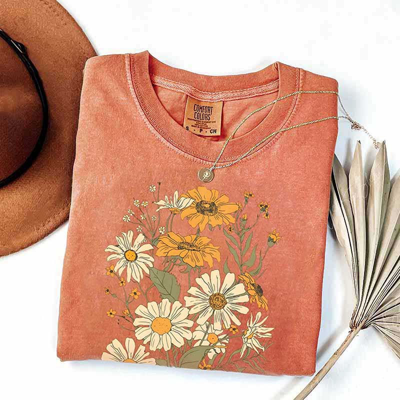 Boho Wildflowers Aesthetic Oversized Daisy T-Shirt