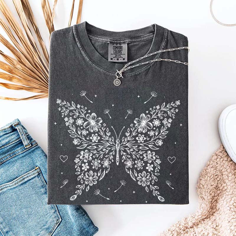 Floral Butterfly Dandelion Wildflower T-Shirt