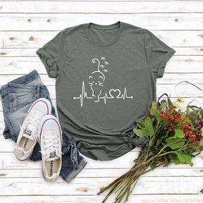 Cat Heartbeat Fur Mama T-Shirt