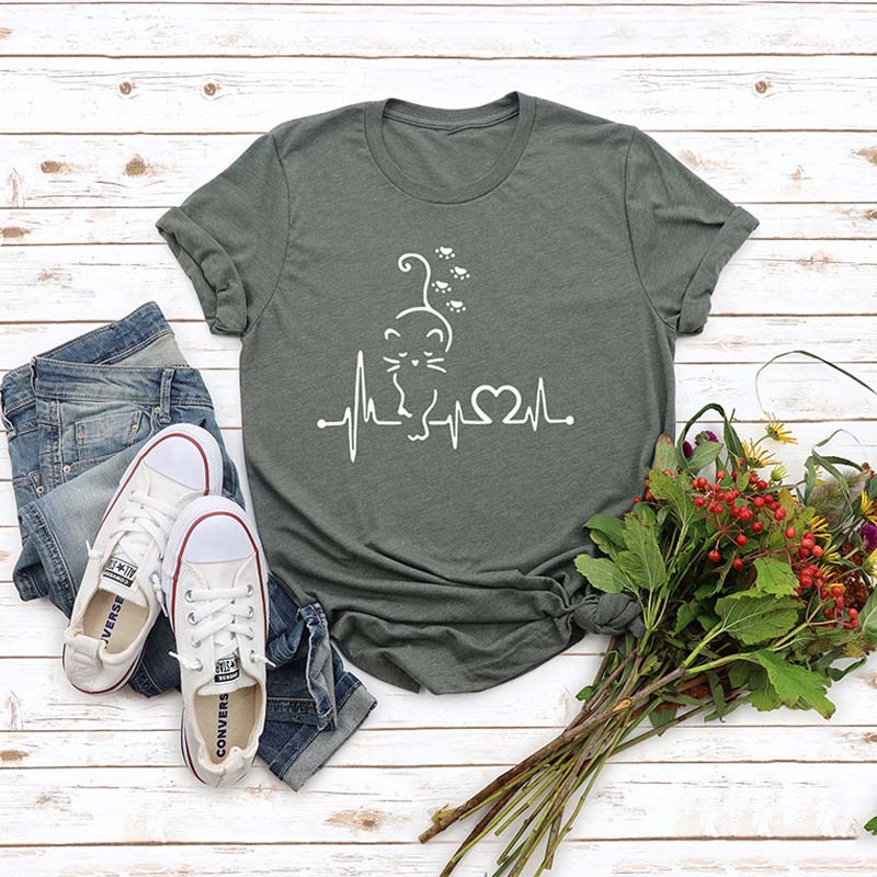 Cat Heartbeat Fur Mama T-Shirt