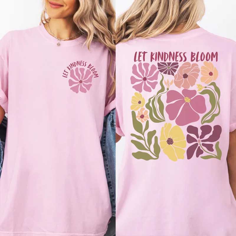 Let Kindness Bloom Retro Positive Quote T-Shirt