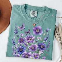 Lavender Floral Butterfly Garden T-Shirt