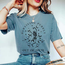 Surviving Purely Out Of Spite Skeleton Bat T-Shirt
