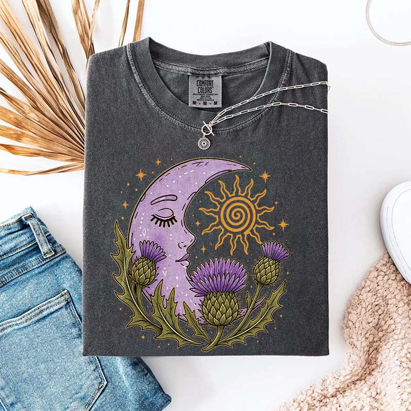 Scottish Thistle Moon Floral T-Shirt