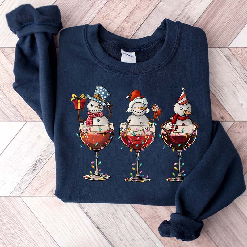 Christmas Wine Snowmen Sweatshirt
