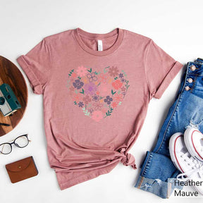 Flower Heart Botanical Bouquet T-Shirt
