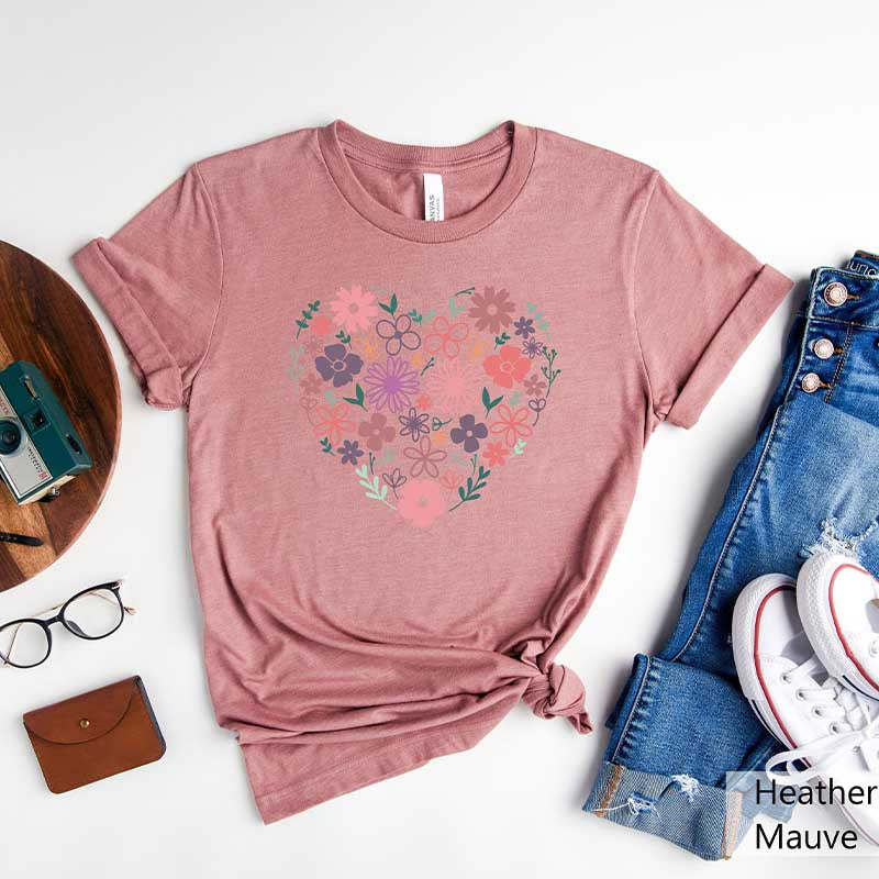 Flower Heart Botanical Bouquet T-Shirt