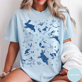 Bunnies in Space Retro Rabbit T-Shirt