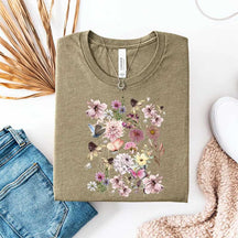 Pressed Flowers Boho Cottagecore Butterfly T-Shirt