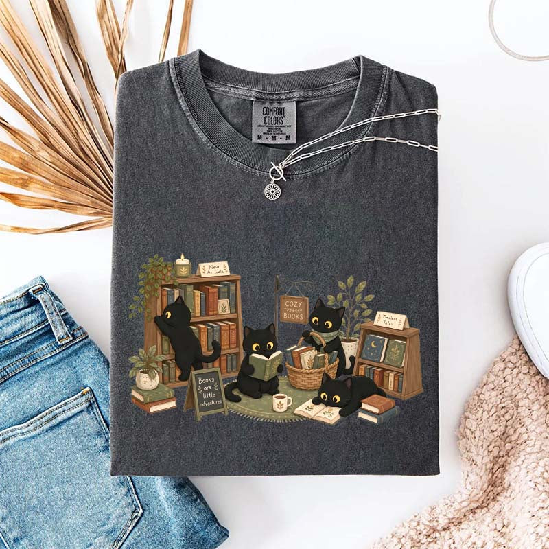 Comfort Colors Bookstore Black Cats T-Shirt