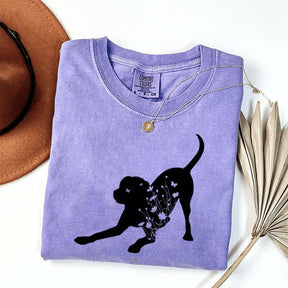 Black Lab Mom Labrador Dog Flowers T-Shirt