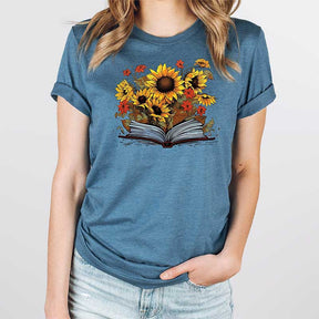 Reading Lover Sunflowers Book T-Shirt