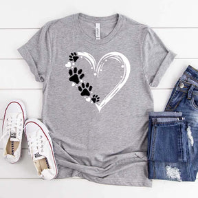 Paw Heart Cat Dog Lover T-Shirt
