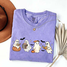 Trendy Halloween Ghosts Reading T-Shirt