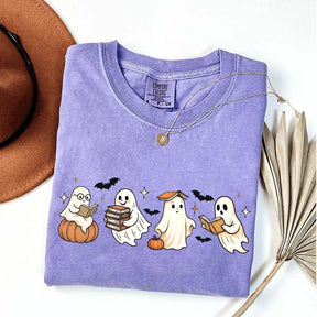 Trendy Halloween Ghosts Reading T-Shirt