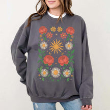 Retro Minimalist Boho Floral Sweatshirt