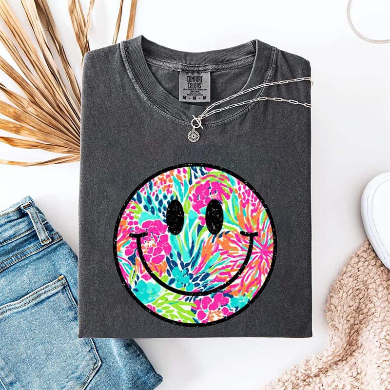 Comfort Colors Smiley Face Beach Vibes T-Shirt