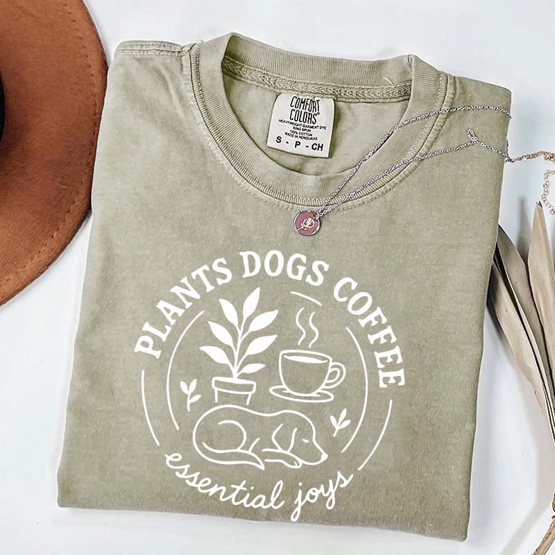 Cute Plants Dogs Coffee T-Shirt