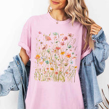 Boho Wildflower Pink Floral T-Shirt