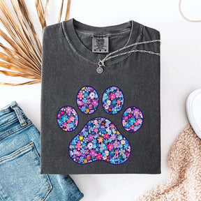 Comfort Colors Floral Paw Print T-Shirt