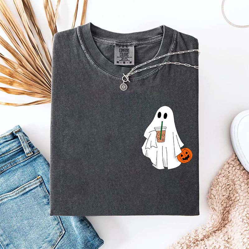 Halloween Ghost Iced Coffee Lover T-Shirt