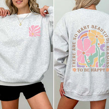 Retro Flower Happiness Positive Sweatshirt