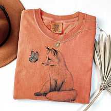 Fox and Butterfly Animal Nature T-Shirt