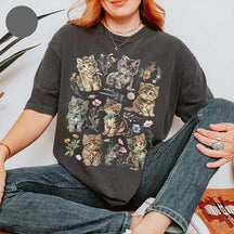 Comfort Colors Retro Kitten Cat Flowers T-Shirt