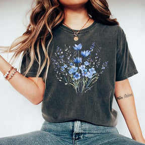 Retro Blue Flower Bouquet T-Shirt