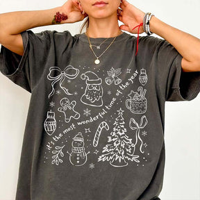 Christmas Bow Most Wonderful Time Holiday T-Shirt