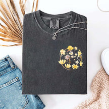 Pocket Pressed Flowers Block Print Floral T-Shirt