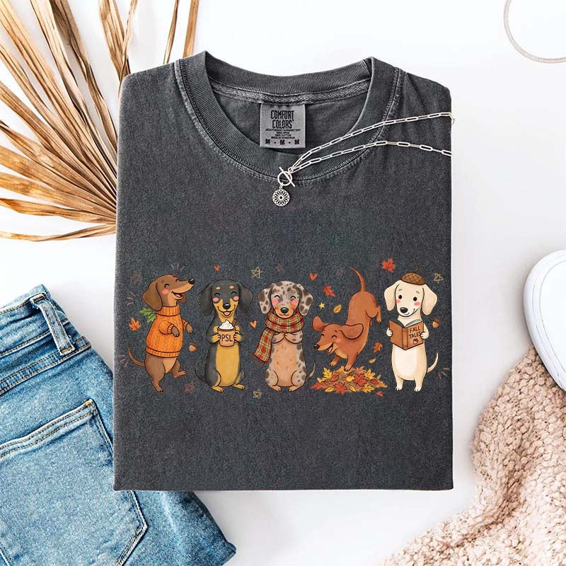 Dachshund Fall Cozy Season Pumpkin T-Shirt