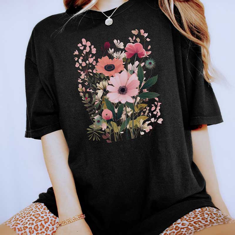 Cottagecore Garden Pastel Wildflowers T-Shirt