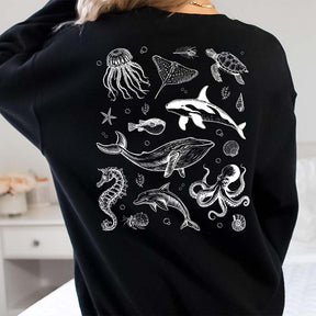 Sea Animal Print Back Hoodie