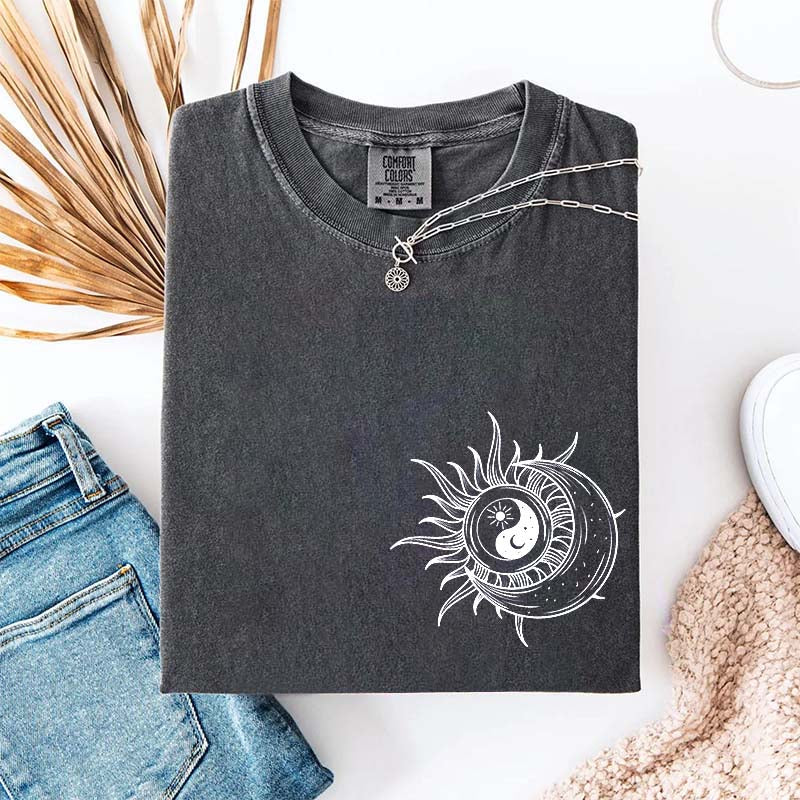 Boho Mystical Moon And Sun Yin Yang T-Shirt