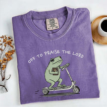 Funny Frog Off To Praise The Lord T-Shirt