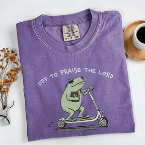 Funny Frog Off To Praise The Lord T-Shirt